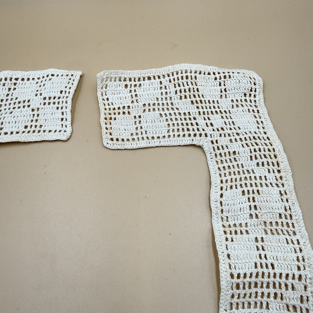 Vintage Handmade Filet‎ Crochet Detachable Collar White Lace Bib Peter Pan - Picture 5 of 8